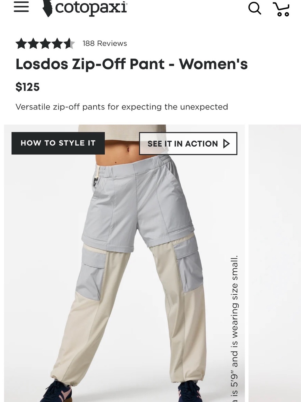 Free People/cotopaxi Losdos Zip-Off Pants - Light Gray & Cream - Small (4-6)